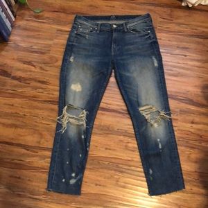 Mother denim the dropout in ankle fray